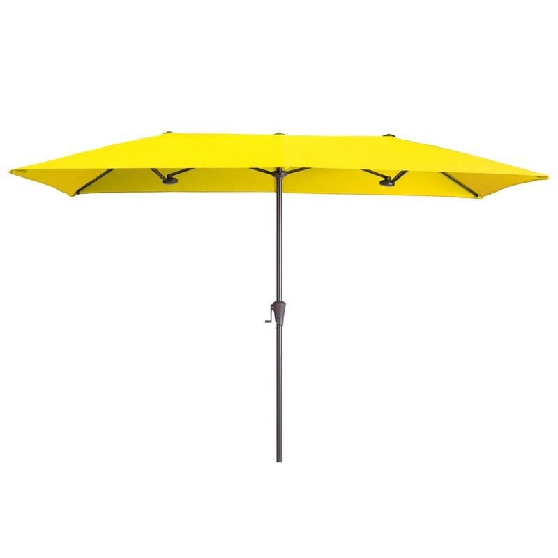 LIVOOSUN 10 x 6.5Ft Large Double-Sided Rectangular Outdoor Patio Market Umbrella with Crank, Gray