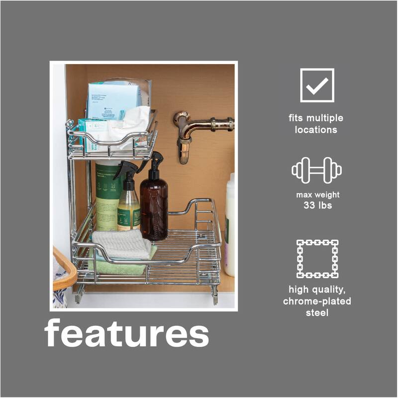 Household Essentials 12.5-Inch Chrome Sink Sliding Organizer