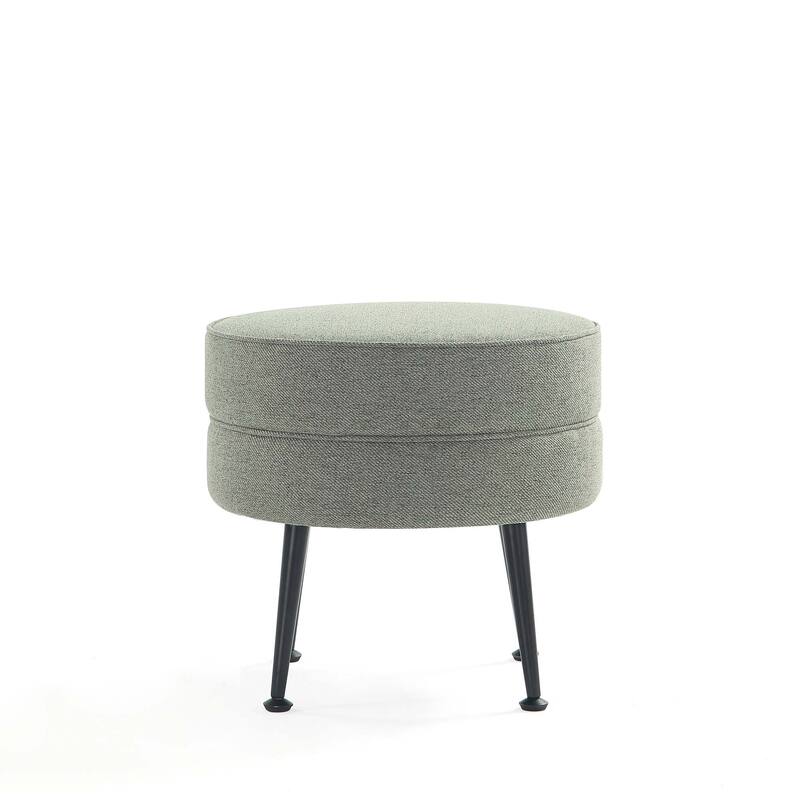 Upholstered Accent Ottoman with Metal Legs Mid Century Modern Design