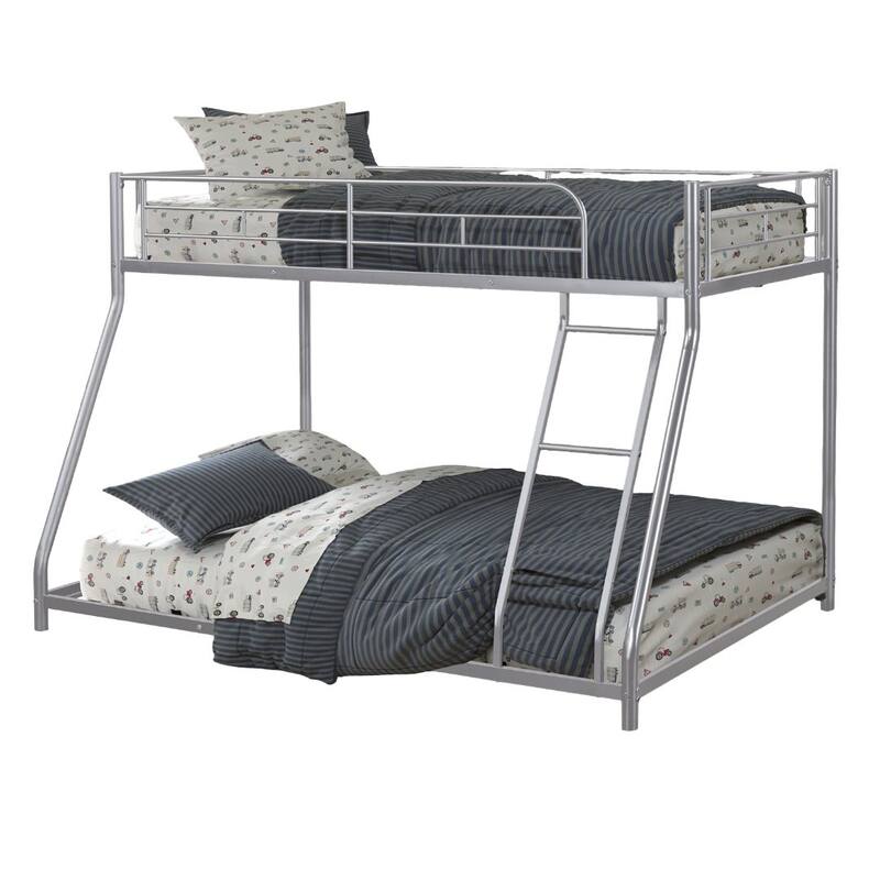 Twin Over Full Metal Bunk Bed Contemporary Style With Angled Ladder