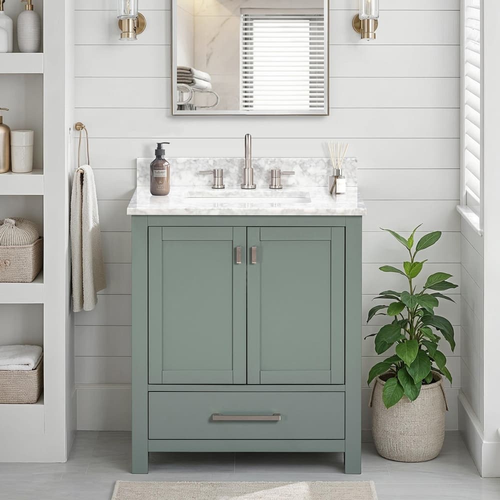 Avanity Modero 30 in. Single Sink Bathroom Vanity with Carrara Marble Top - 31"W x 22"D x 35"H