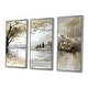 preview thumbnail 2 of 7, Designart - Gold Bosphorus Strait In Turkey - Turkey Wall Art Set of 3 - Large Traditional Framed Canvas Wall Art