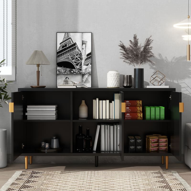 Modern TV Stand for TV up to 70 inch, Console Table with Adjustable Shelves,Storage Sideboard Cabinet for Living Room
