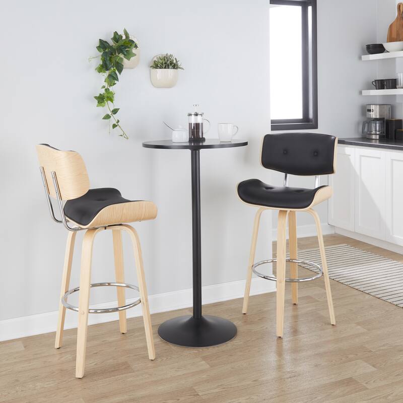 Carson Carrington Leksand 30" Fixed-Height Bar Stool with Bent Wood Legs (Set of 2)