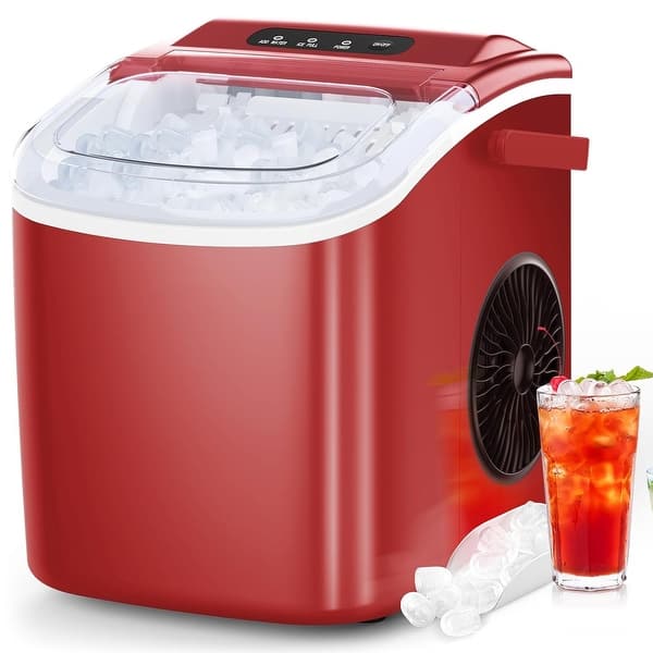 slide 2 of 5, Countertop Portable Ice Maker with Self-cleaning ,9 Bullet Ice Cubes in 6 Mins, Comes with Ice Basket and Ice Scoop Red