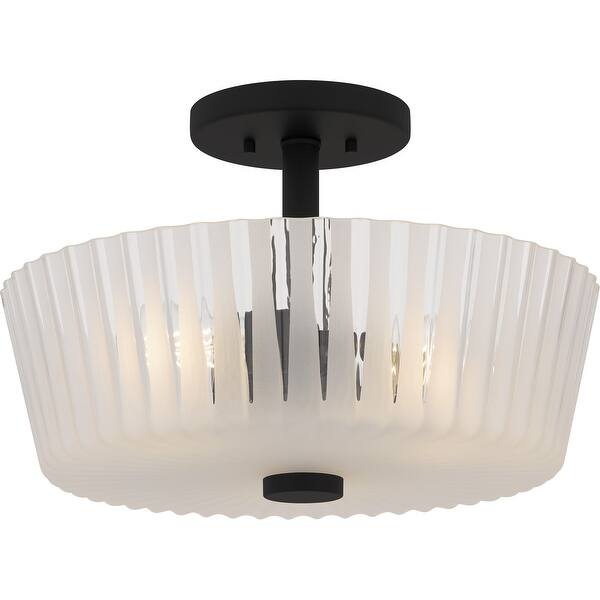 slide 2 of 7, Gray 3-Light Matte Black Semi-Flush Mount