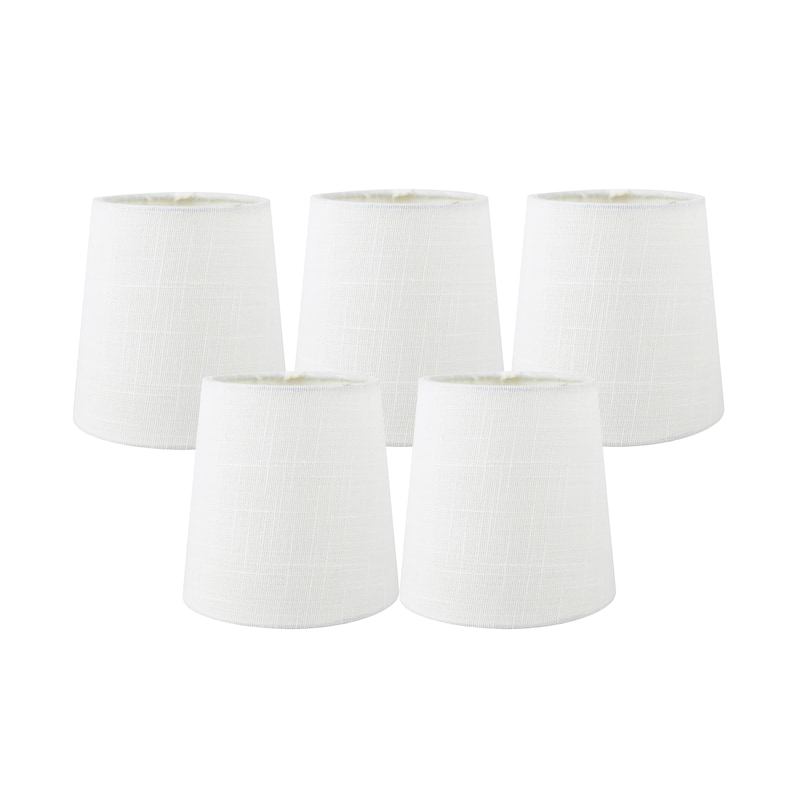 MERIVILLE Linen Clip On Chandelier Lamp Shades, 4-inch by 5-inch by 5-inch - Set of 5 - Off-White