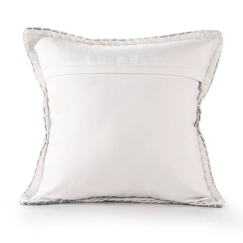 Sevita Hand-Woven Light Blue/Ivory Plaid Polyester Indoor/Outdoor Throw Pillow