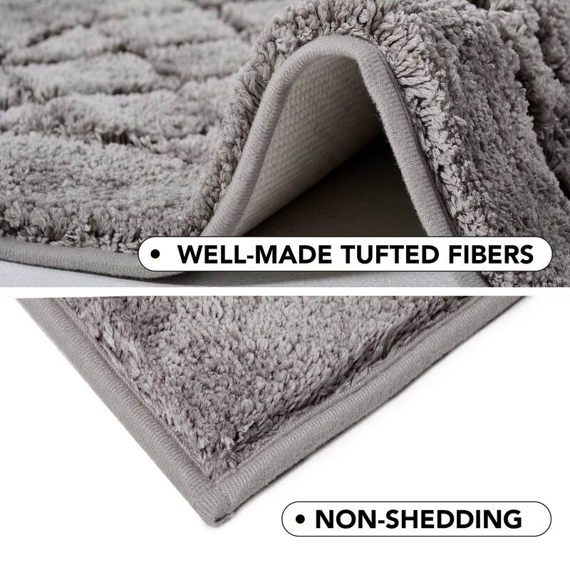 Deconovo Diamond Tufted Bathroom Rug Set, Non-Slip TPR Backing