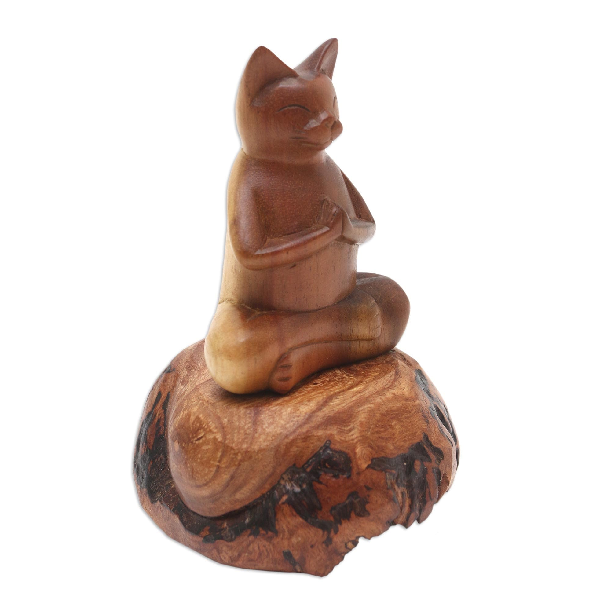 Novica Handmade Morning Meditation Wood Sculpture