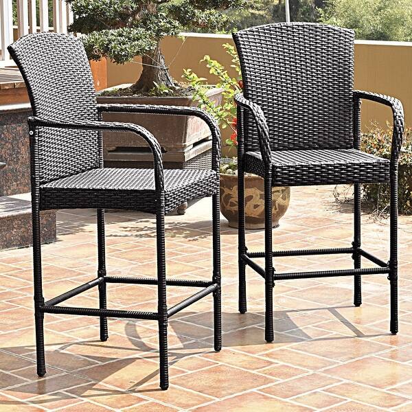 Shop Costway 2pcs Rattan Bar Stool Dining High Counter Portable