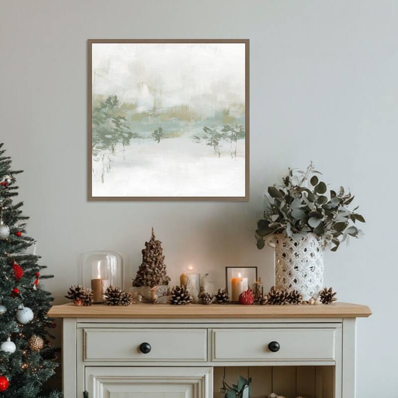 Winter Hillside I by June Erica Vess Framed Canvas Wall Art Print - Sylvie Dark Gold