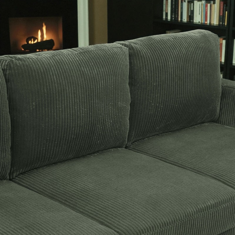 101" Modular Corduroy Sectional Sofa with Ottoman, Removable Cushions, Textured Upholstery for Living Room Comfort