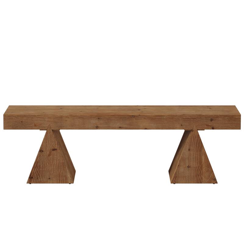 63" Solid Wood Bench, End of Bed Bench, Farmhouse Entryway Benches for Bedroom, Hallway, Kitchen