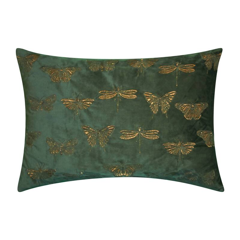 Edie At Home Butterfly Decorative Throw Pillow, Forest Green
