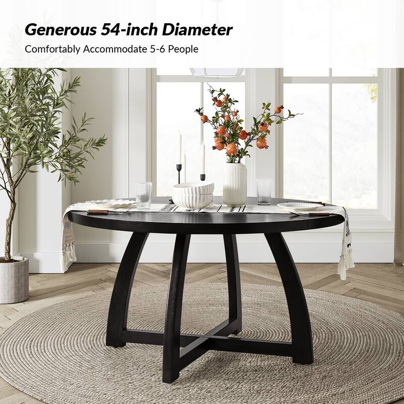 Bryan Mid-century Modern 54" Solid Wood Round Dining Table by HULALA HOME
