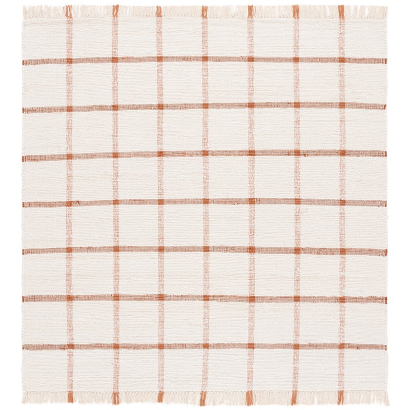 SAFAVIEH Handmade Montauk Espedita Cotton Rug - 6' Square - Ivory/Rust