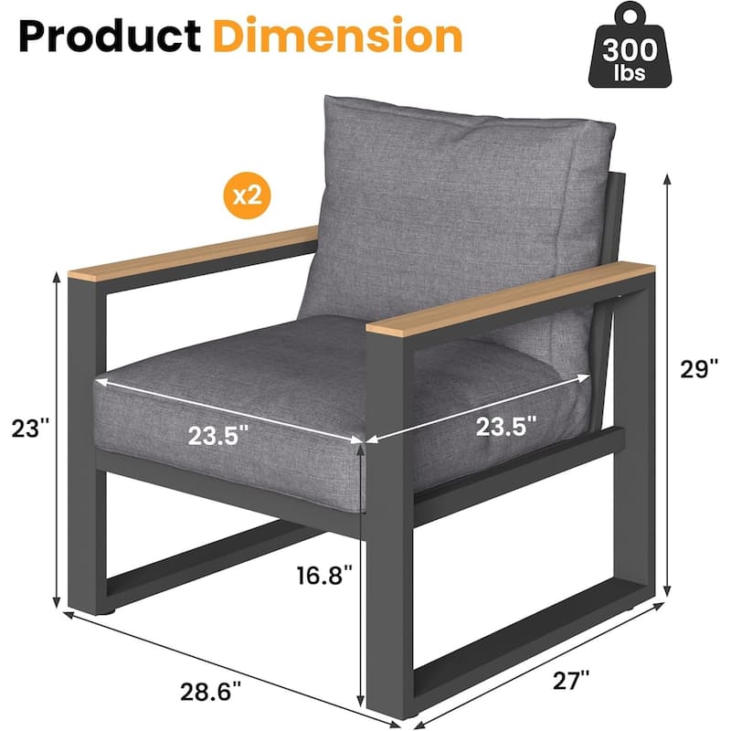 Patio Chair with Cushions (Set of 2)