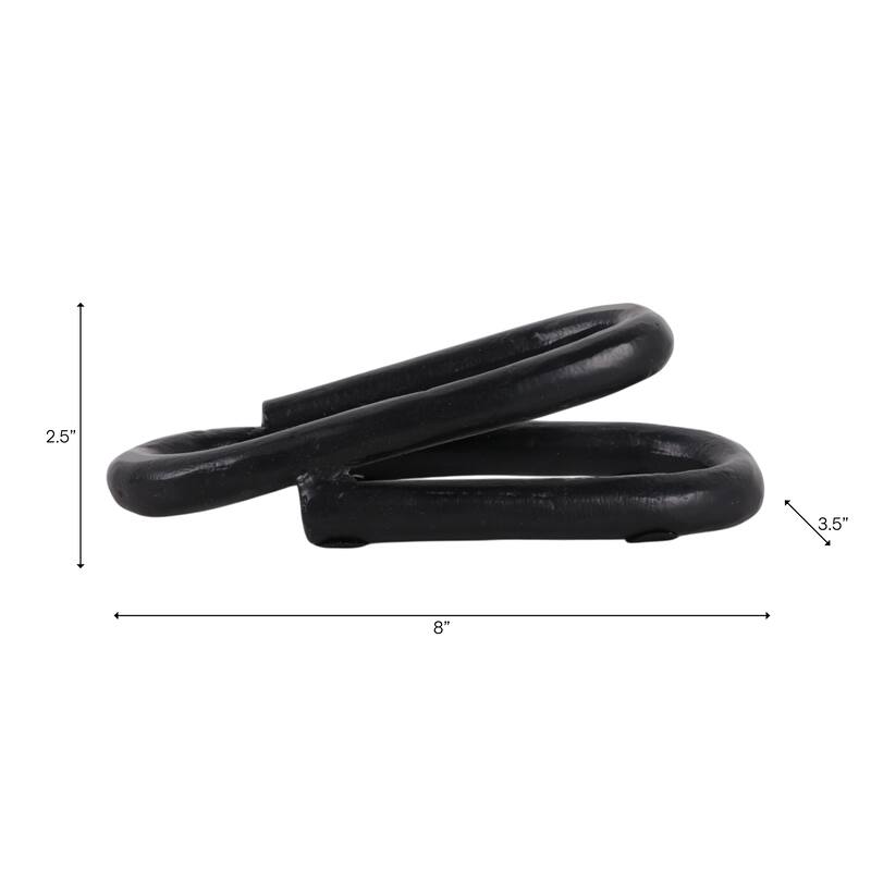 Metal Aluminum Decorative Object Modern Abstract Sculpture - 3" Black - 8" x 3.5" x 2.5"