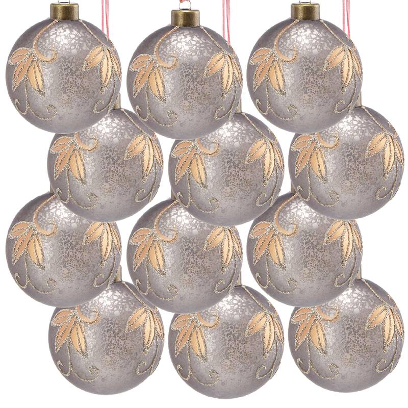 D3" Christmas Ball Ornaments, Glass Decorative Hanging Ball Christmas Tree Ornaments for Holiday, Set of 12