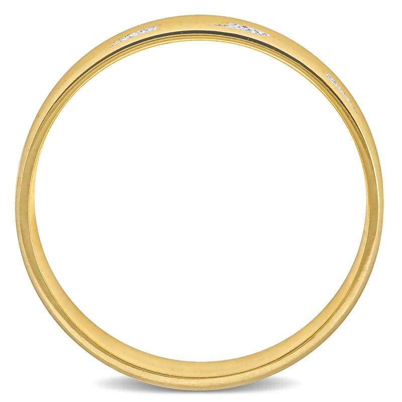 Miadora 6mm Ribbed and Striped Curved Wedding Band in 14k Yellow Gold