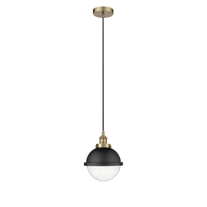 Innovations Lighting Hampden - 1 Light 9" Cord Hung Mini Pendant - Antique Brass/Seedy