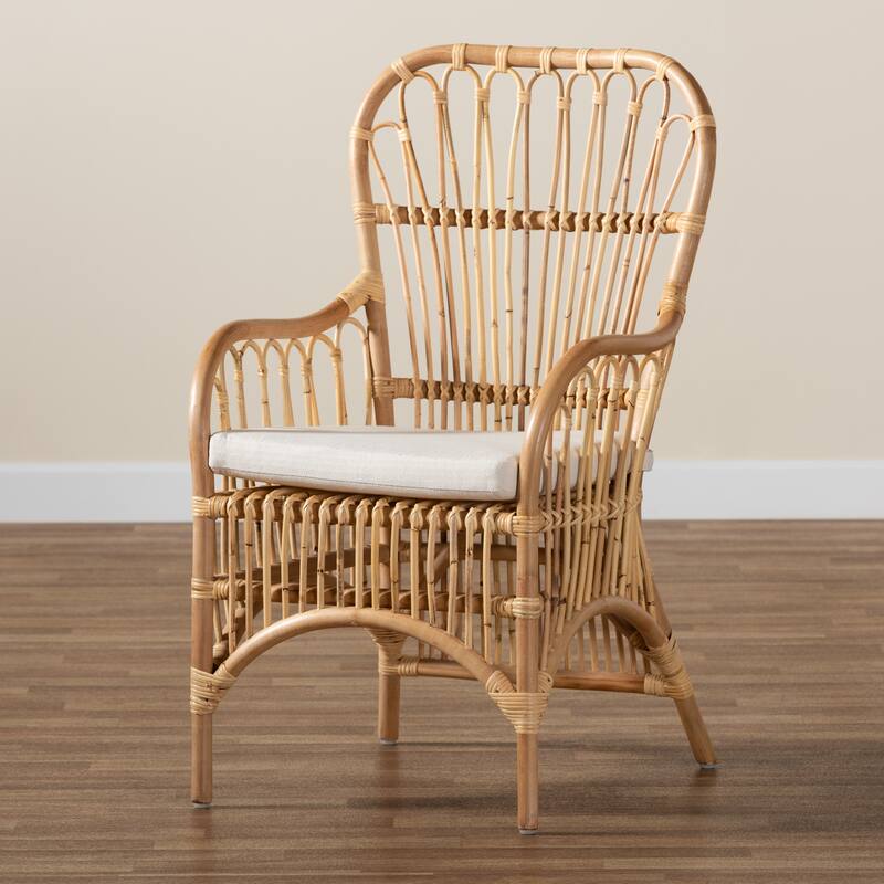 Aya Modern and Contemporary Natural Finished Rattan Armchair