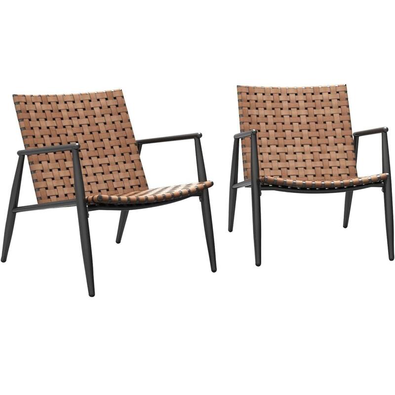 Patio Wicker Rattan Adirondack Chairs And Table Set - Adirondack Chairs Set of 2