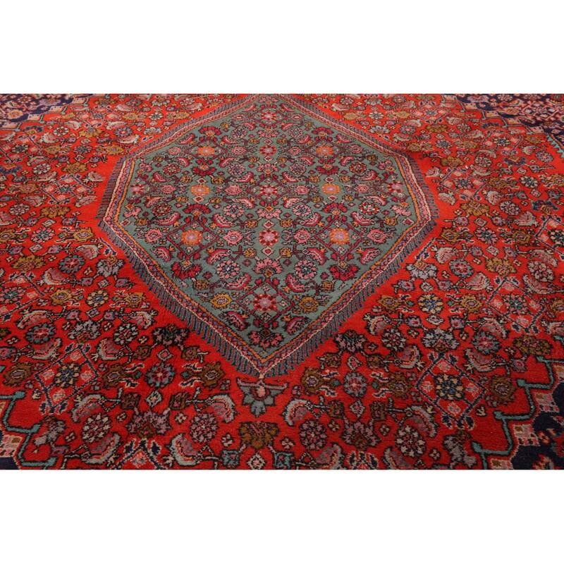Hand Knotted Navy,Orange Persian Wool Traditional Oriental Area Rug - 10' x 13' 3''