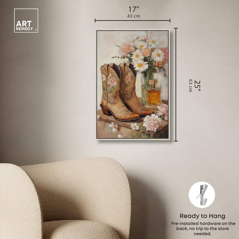 Delicate Floral Boots II Canvas by Art Remedy