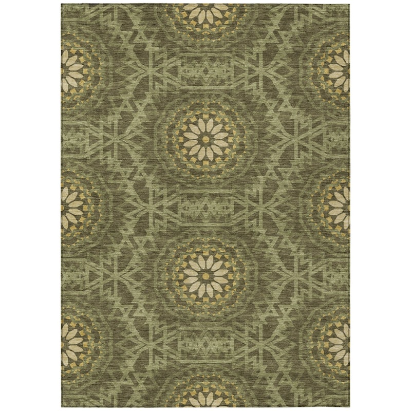 HomeRoots Floral Medallion Transitional Rectangle Outdoor Rug