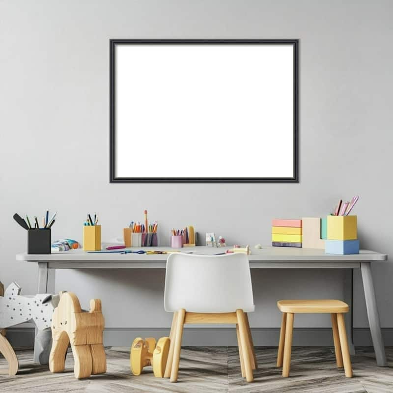 Amanti Art Stylish Black Narrow Framed Dry Erase Magnetic Board