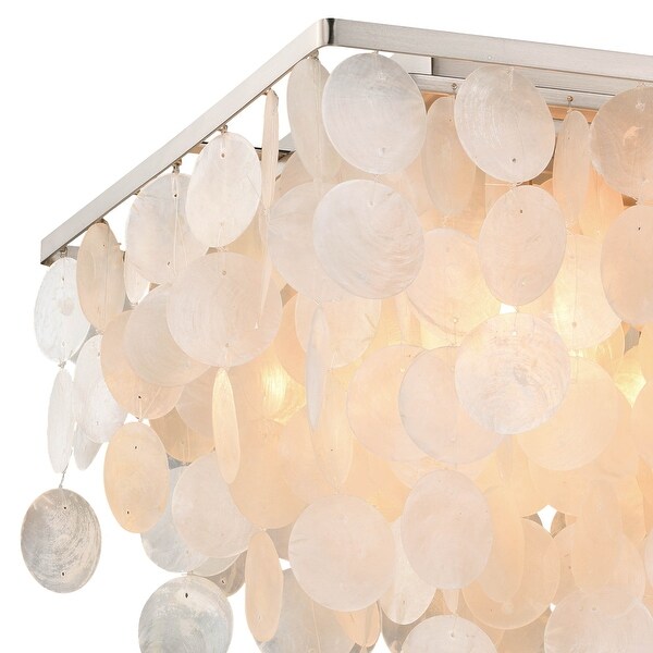 Elsa 16 in W Satin Nickel Capiz Shell Coastal Flush Mount Ceiling Light Fixture 16 in W x 11.5 in H x 16 in D On Sale Bed Bath Beyond 20906770
