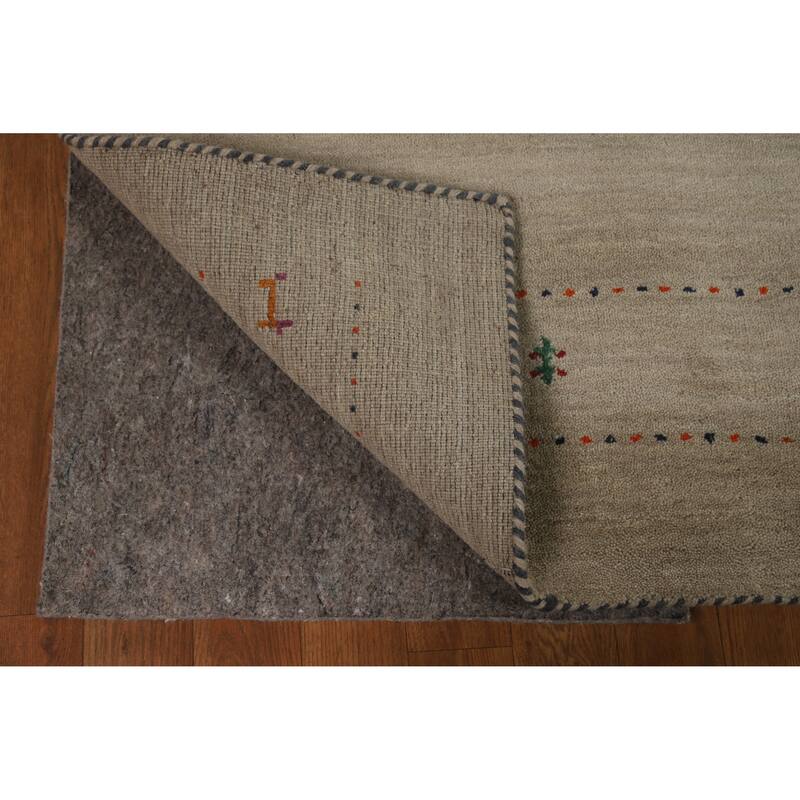 Hand Knotted Oriental 100% Wool Carpet Tribal Animal Pictorial Beige & Ivories Gabbeh Area Rug - 6' 6'' X 4' 8''