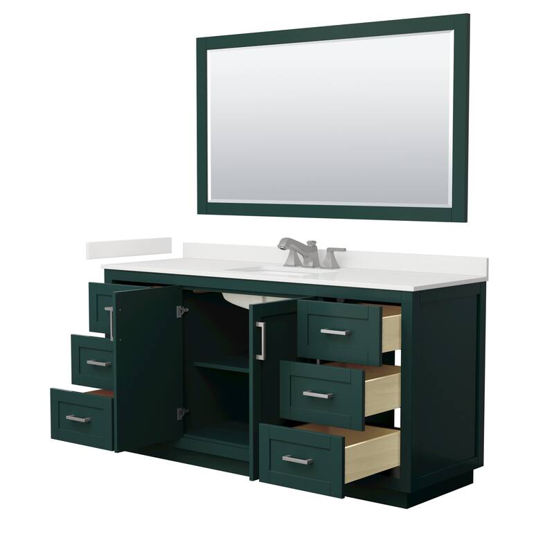 Miranda 66-inch Single Vanity, Quartz Top, 58-inch Mirror
