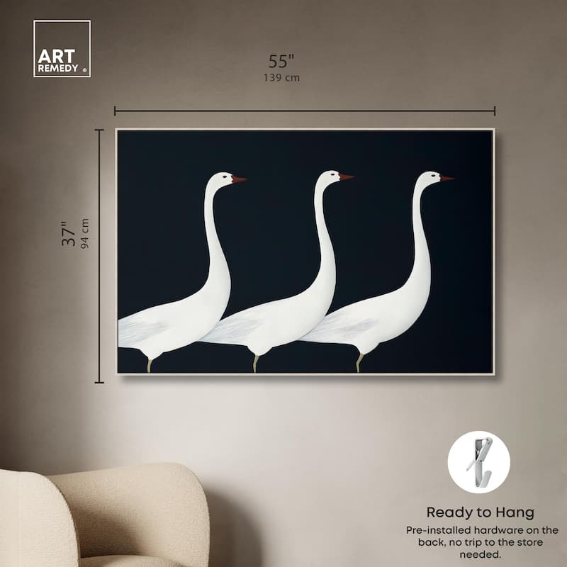 Trio of Swans Canvas by Art Remedy
