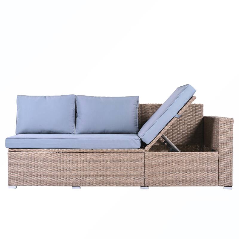 6PCS PE Rattan Sofa Set With Storage Box