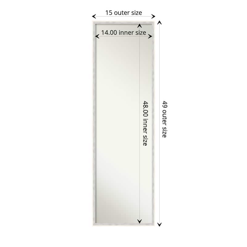 Paige Non-Beveled Wood Framed Full-Length On the Door Mirror - Glass Size 14x48 - Paige White Silver