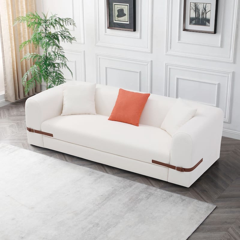 3-Seater Upholstered Sofa Mutiple Color Loveseat Couch with Pillows