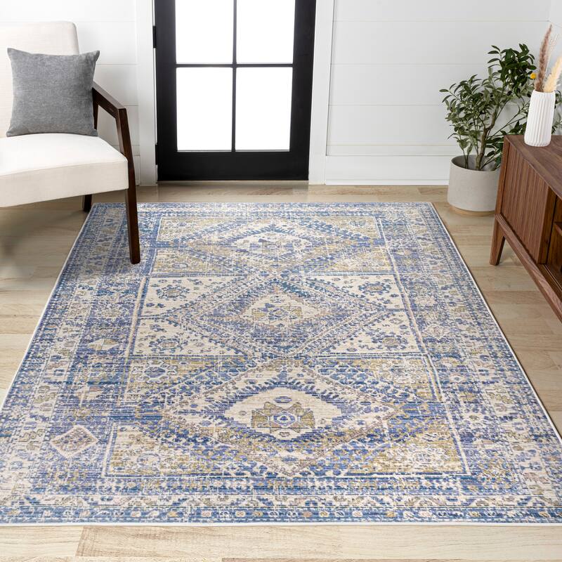 JONATHAN Y Alhambra Ornate Geometric Medallion Area Rug - 8 X 10 - Blue