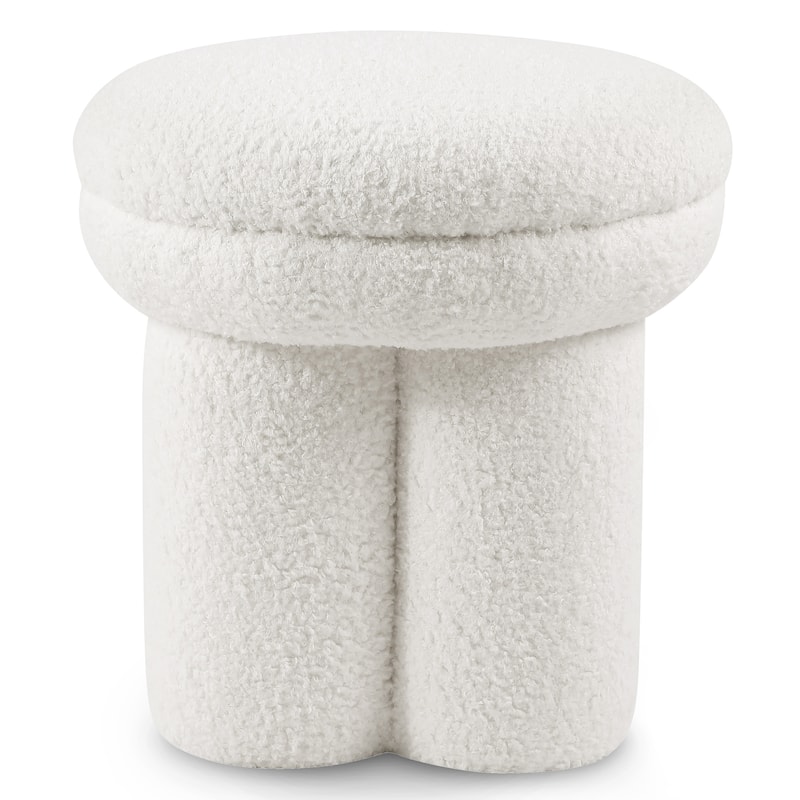 24/7 Shop At Home Modern Boucle Upholstered Ottoman with Tri-Pillar Pedestal
