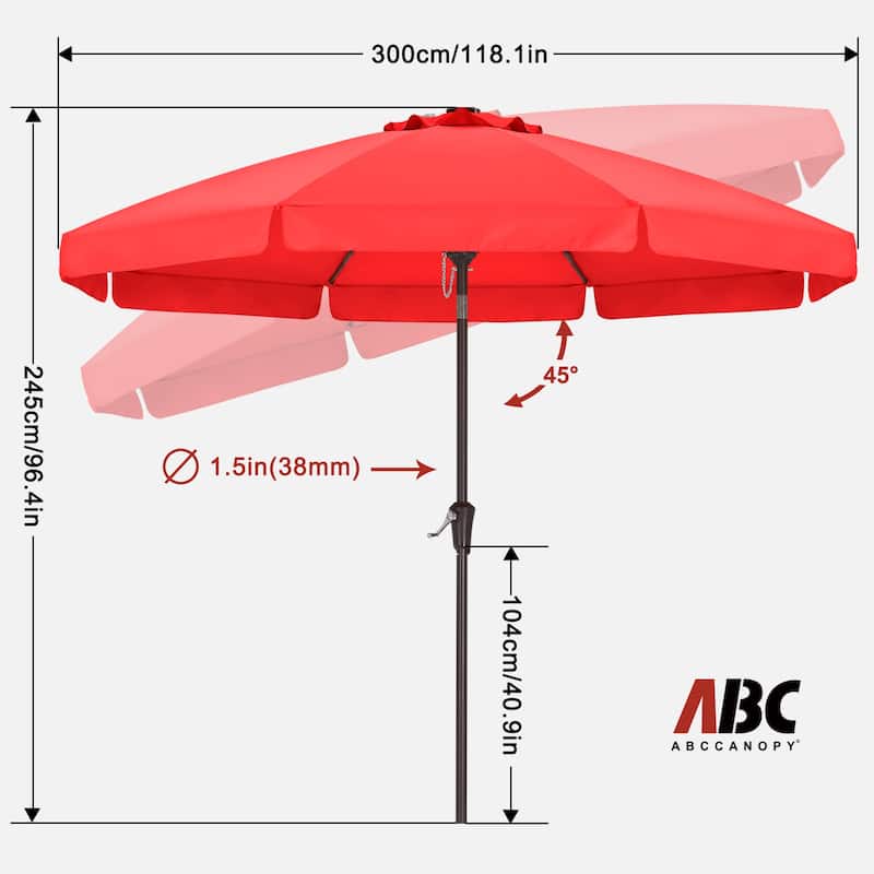 ABCCANOPY 10FT Outdoor Table Market Umbrella Tilt and Crank for Garden