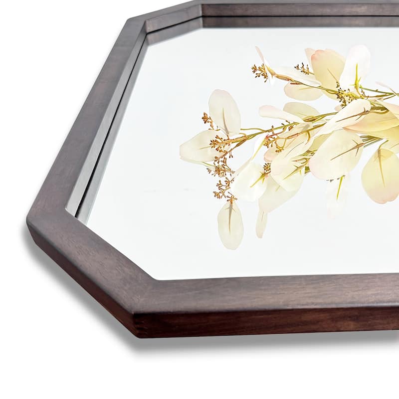 Industrial Black Walnut Wood Framed Accent Wall Mirror