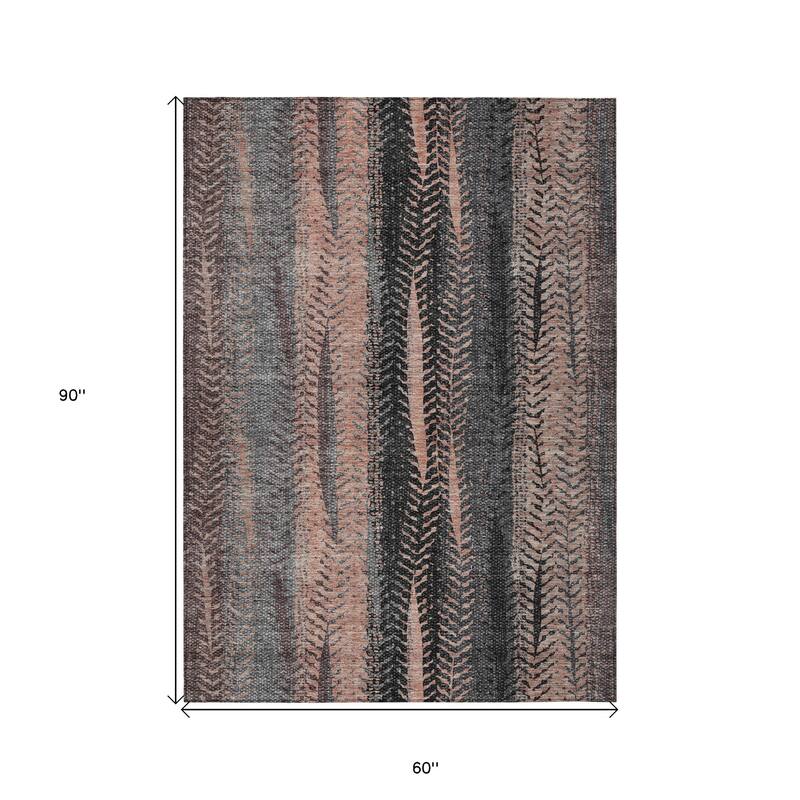 HomeRoots Botanical Leaves Transitional Rectangle Outdoor Rug