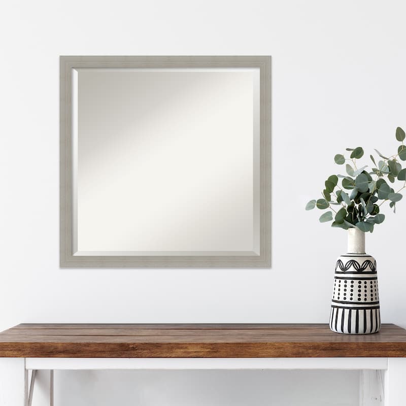 Woodgrain Stripe Beveled Wood Framed Wall Mirror