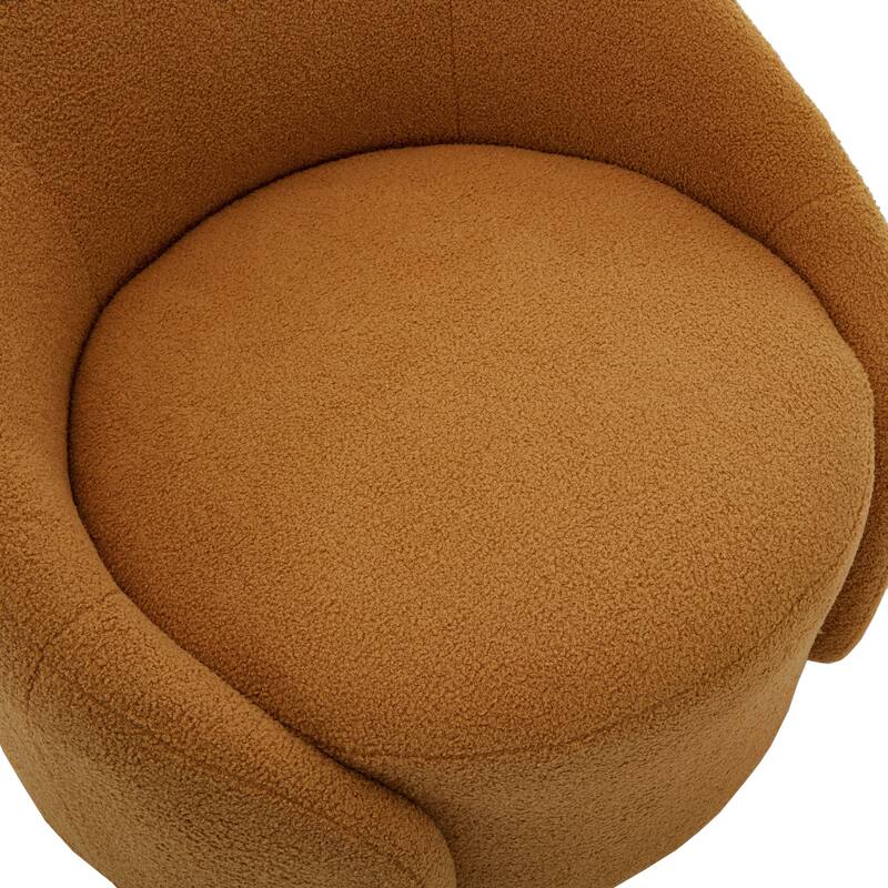 Boucle Barrel Chair Upholstered 360°Swivel Armchair