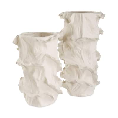 Uttermost Ripple Crest White Vases Set/2