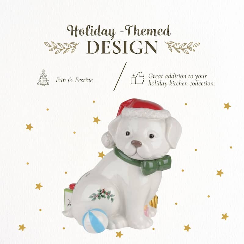 Spode Christmas Tree Puppy Cookie Jar - 9.25" D x 10" H