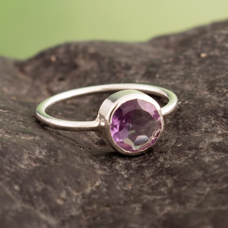 Novica Handmade Purple Enigma Amethyst Single Stone Ring