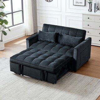 Velvet Loveseat Futon Sofa,3 in 1 Convertible Sleeper Sofa Bed - Bed ...